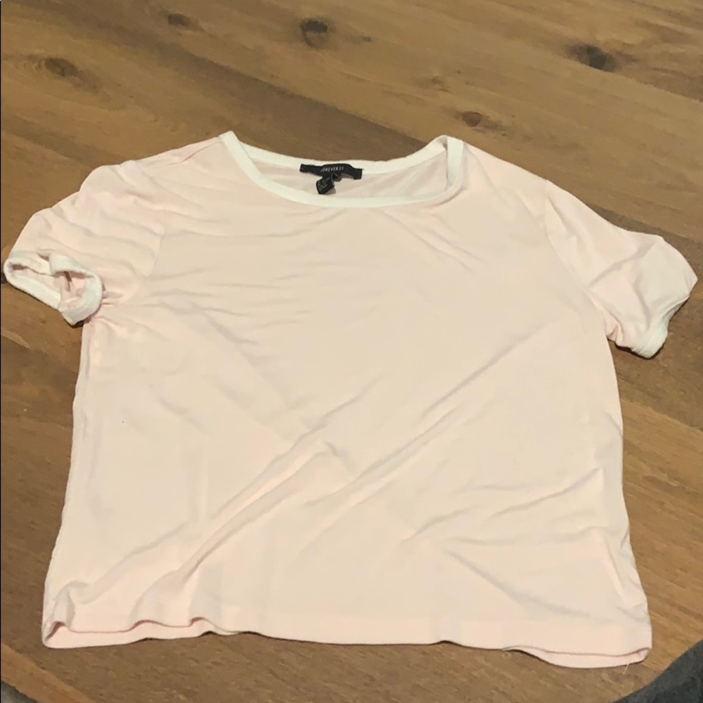 Pink shirt.